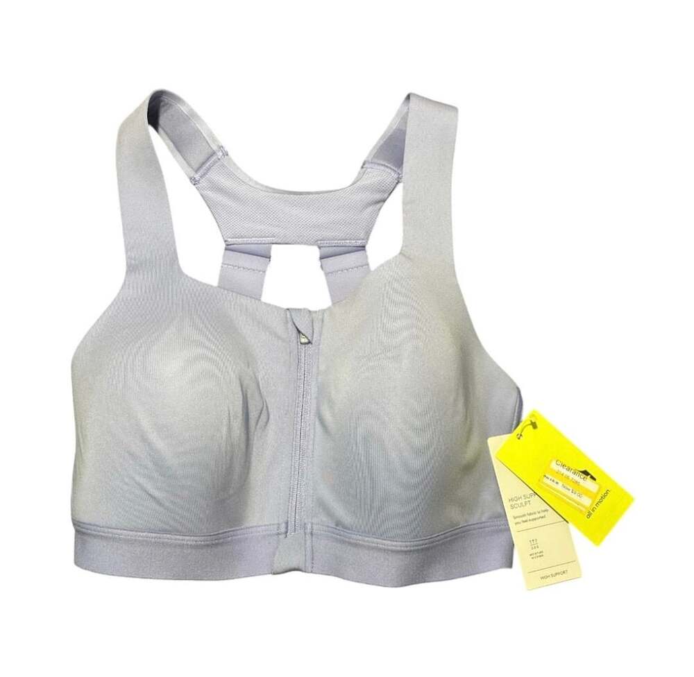 All in Motion Sculpt High Support Zip Front Sports Bra Lilac Purple 34C NWT